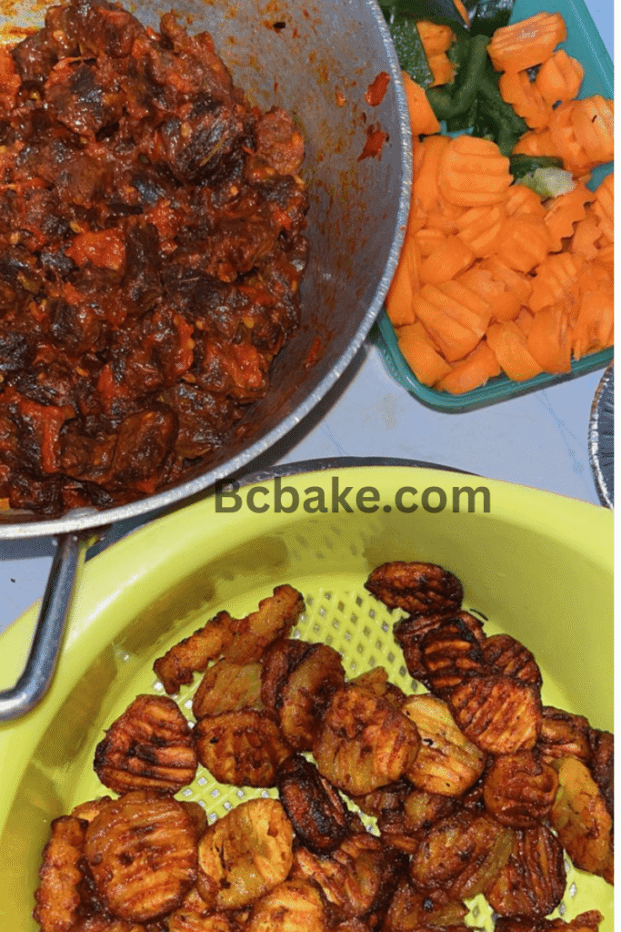 Beef kebab and plantain